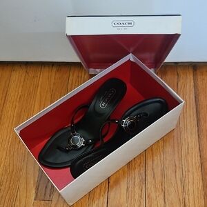 Coach Black Sandals with Silver Accents